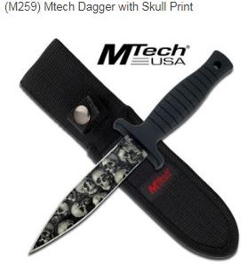KNIFE MTECH DAGGER WITH SKULL PRINT